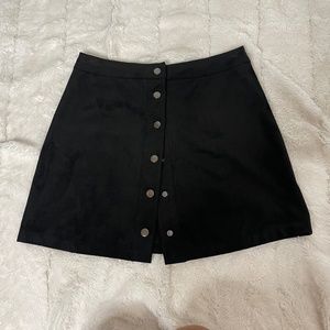 Forever 21 Black Suede Button Up Skirt